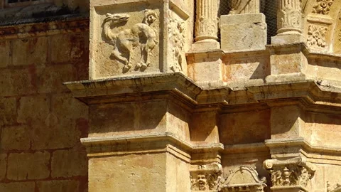 Religious details from outer wall of old church in Santo Domingo. Vidéo 233296373