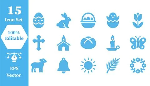 Religious easter and christian celebration icon collection with easter egg Иллюстрация