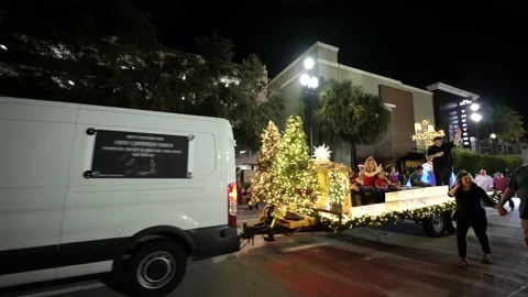 Religious float at the Boca Raton Holiday Parade Stock Footage 166696033