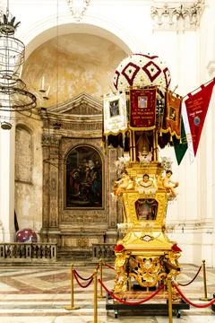 Religious Float Displayed in SantAgata Cathedral Stock Photos
