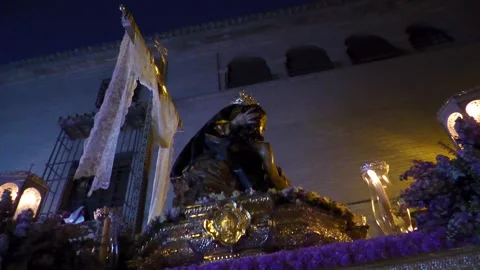 Religious Float During Semana Santa Procession in Granada Stock Footage 336015149