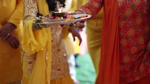 Religious Hindu ritual practicing Stock Footage 238564436