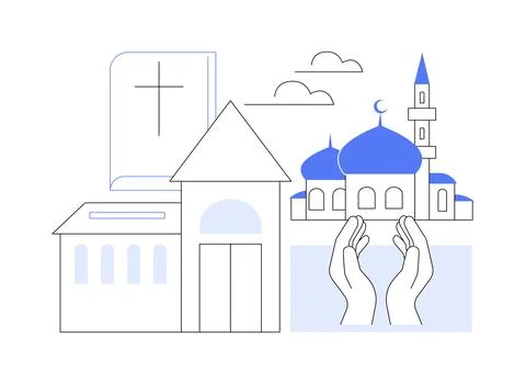 Religious institution abstract concept vector illustration. Ilustración de archivo