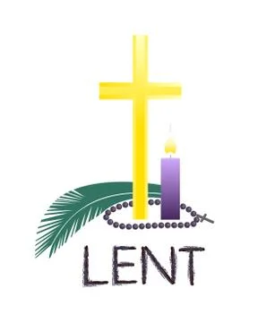 Religious Lent symbols flat vector background Stock Illustration