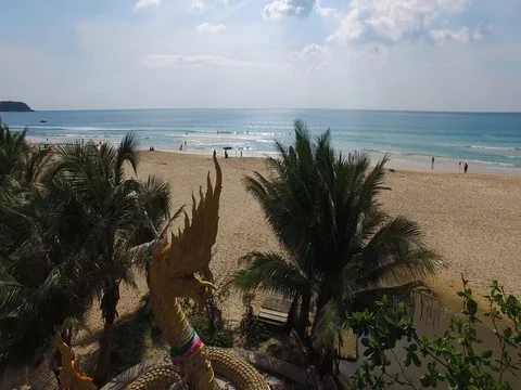 Religious monument in the form of a dragon, on the beach of the island Phuket Stock-Footage 82149499
