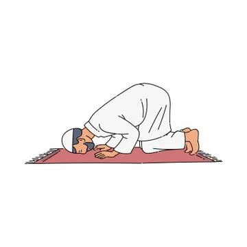 Religious muslim man praying vector illustration in the sketch style isolated. Stock Illustration
