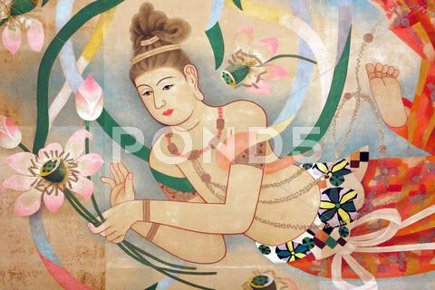 Religious oriental paintings Stock Photos