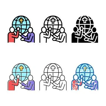 Religious pack conflicts social problem color icon vector Stock Illustration