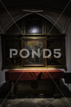 A religious painting at inside of toledo cathedral Stock Photos