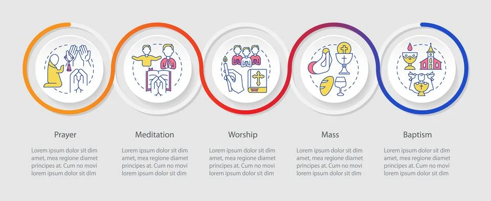 Religious practices loop infographic template Stock Illustration