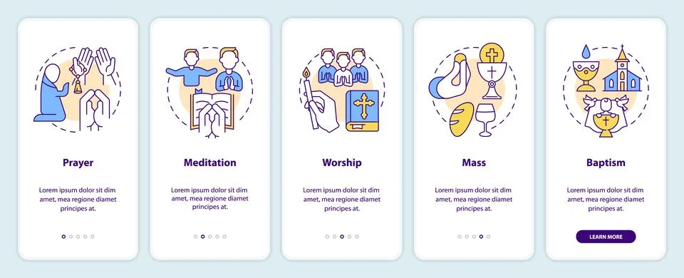 Religious practices onboarding mobile app screen Stock Illustration