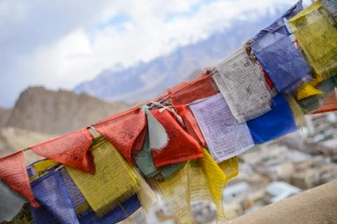 Religious prayer flags Stock Photos