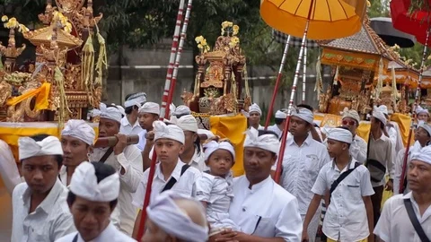 Religious procession on Bali Stock Footage 81227911