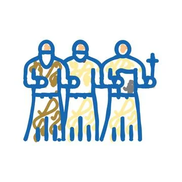 Religious procession byzantine icon doodle illustration Stock Illustration