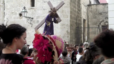 Religious procession for Easter in La Habana, Cuba Video stock 22861158