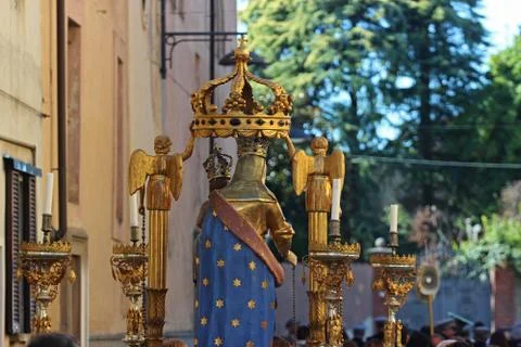 Religious Procession Madonna statue Stock Photos