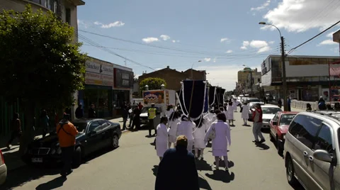  Religious procession in Punta Arenas Stock Footage 33700154