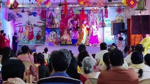 Religious programme on the evening of Krishna Janmashtmi Video stock 205695166