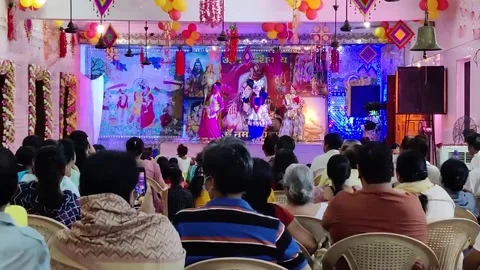 Religious programme on the evening of Krishna Janmashtmi Stock Footage 205695179