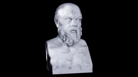 Religious Sculpture of Portrait of Socrates Classical Art Render Stock Footage 335877772
