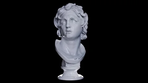 Religious Sculpture of Sea Centaur Bust Classical Art Render Stock Footage 336345775