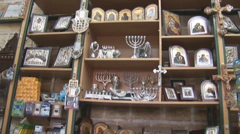 Religious Souvenirs Stock Footage 4368821