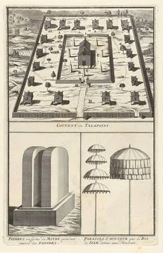 Religious spots and objects from Siam. Leaf with three representations of ... Stock Photos