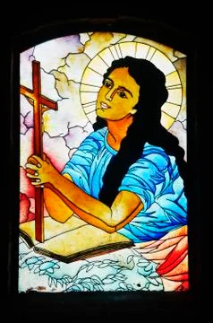 Religious stained glass Stock-Fotos
