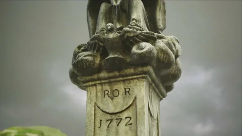 A Religious statue 3D render parallax outdoors in mountains close up Vídeos de archivo 155232444