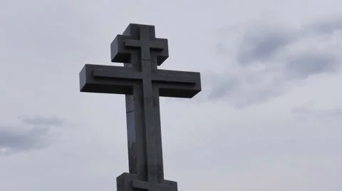 A religious symbol on a background of sky and clouds  timelapse 스톡 동영상 63202455