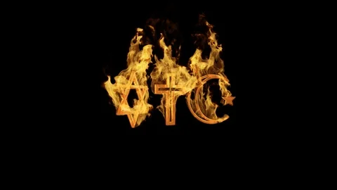 Religious symbols on Fire Stock-Footage 89654335