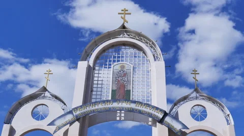 Religious symbols, sky with clouds, timelapse Video stock 63971545