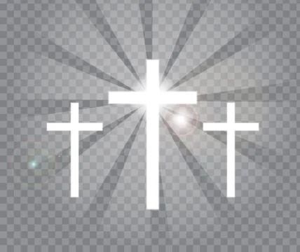 Religioush three crosses with sun rays 库存插图