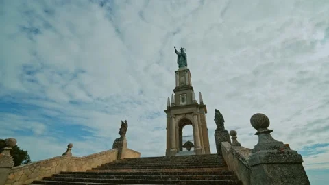 Religius Monument Puig de Sant Salvador Sanctuary, Felanitx, Mallorca. Touri Stock Footage 144629078