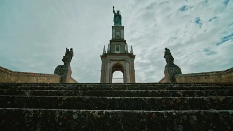 Religius Monument in Puig de Sant Salvador, Felanitx, Mallorca, Spain. Touri Stock-Footage 144629334