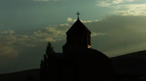 Religous Monastry at Nighttime with Clouds 動画素材 53232726