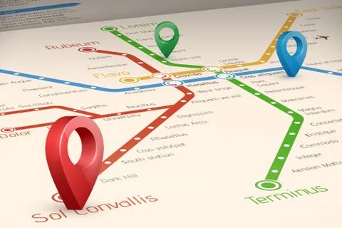 Relistic abstract blured map of subway routes in  perspective vi イラスト素材
