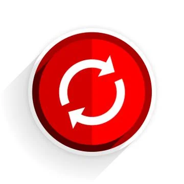 Reload icon, red circle flat design internet button, web and mobile app illus Stock Illustration