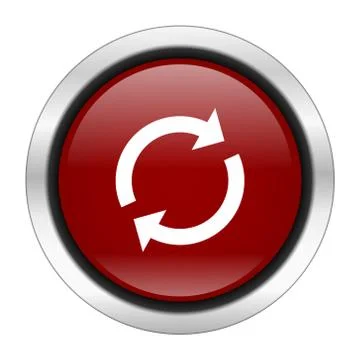 Reload icon, red round button isolated on white background, web design illust Stock Illustration
