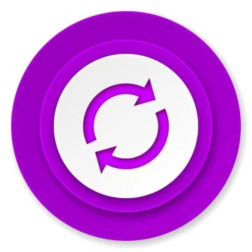 Reload icon, violet button, refresh sign. Stock Illustration