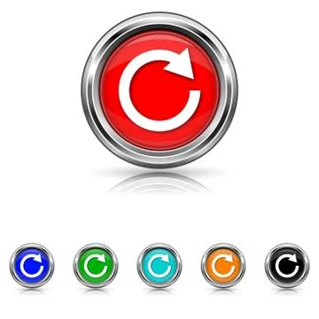 Reload one arrow icon - six colours set Stock Illustration