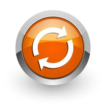 Reload orange glossy web icon Stock Illustration