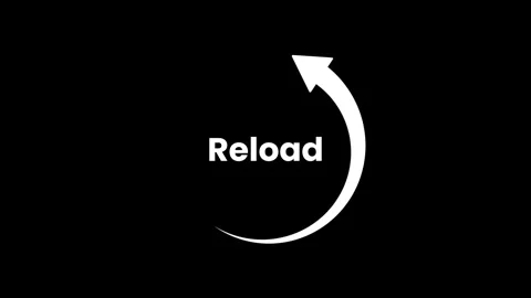 Reload text with circular arrow icon animation isolated on black background Stock Footage 334858913