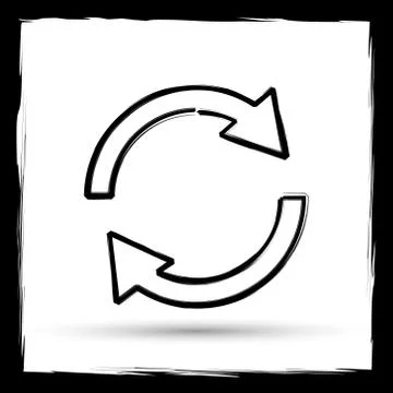 Reload two arrows icon. Internet button on white background. Outline design i イラスト素材