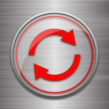 Reload two arrows icon. Internet button on metallic background.. Stock Illustration