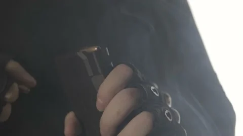 Reloading ammunition. Light background. White. Video stock 199569202