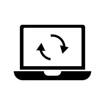 Reloading laptop. Restarting the computer. Computer icon. Vector. Stock Illustration