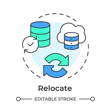 Relocate flat linear concept icon Stock Illustration