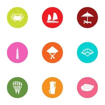 Relocate icons set, flat style Stock Illustration