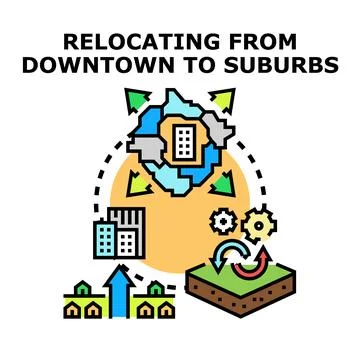Relocating from downtown to suburbs concept Stock Illustration